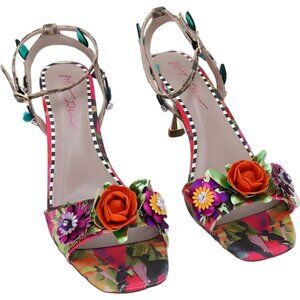 Betsey Johnson Karra floral flower-embellished heeled sandals US 11M